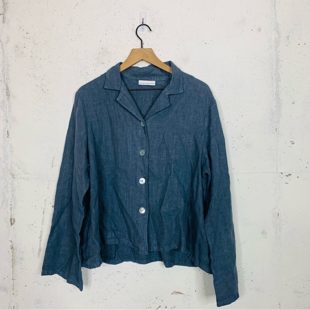 Bryn Walker Linen Button Loose Fit Long Sleeve Top
